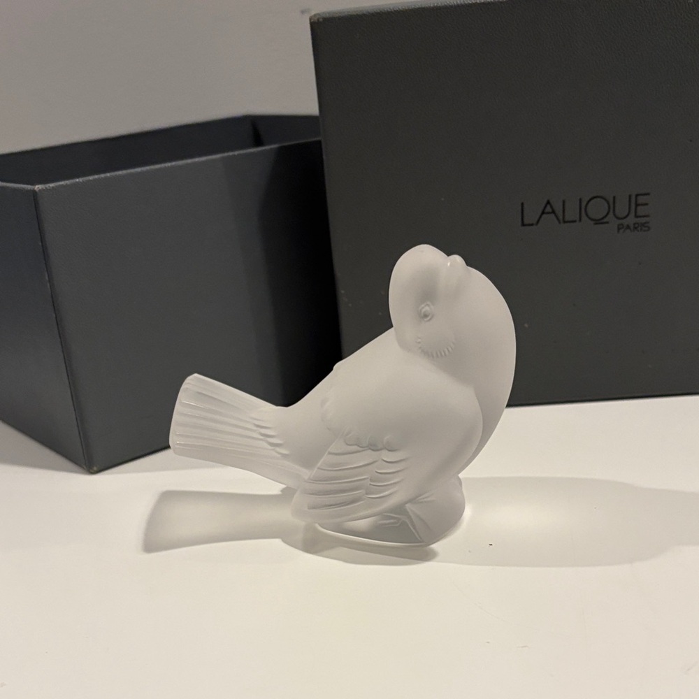 Lalique Frosted White Glass Bird Sculpture